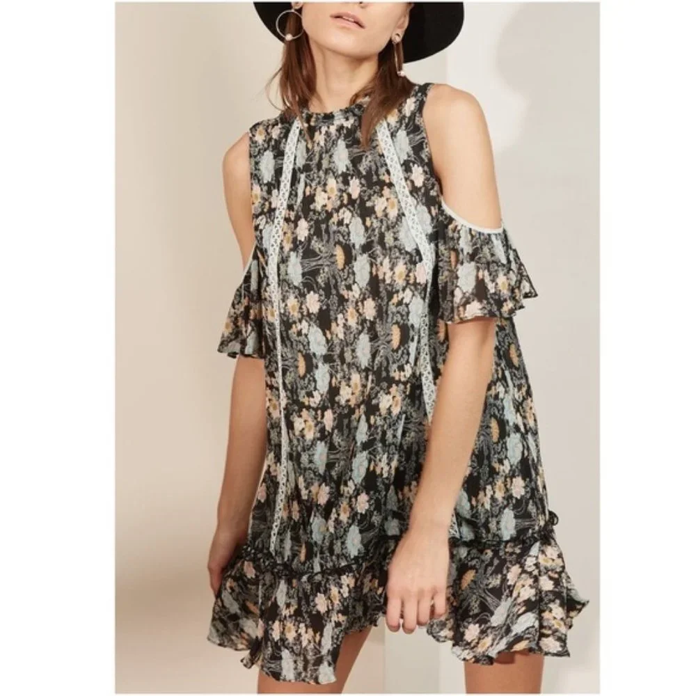 NWT Foxiedox Adora Boho Dress Cold Shoulder S NWT